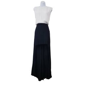 Maje Color Block Hi-Low Maxi Dress Sleeveless Open Low Back